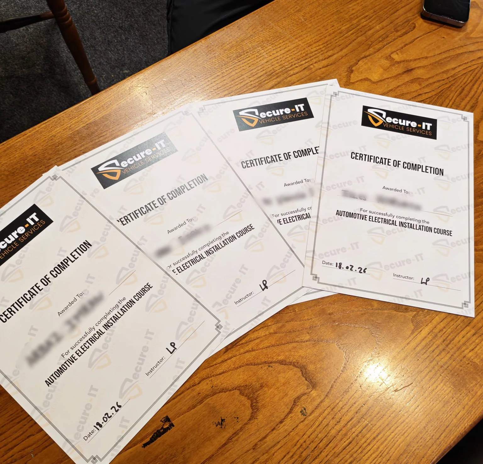 Secure-It training certificate